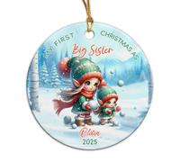 Mi Primera Vez como Hermana Mayor Adornos Navideños Divertidos Decoraciones De Árbol Únicas Decoraciones Navideñas para Auto Interior Mochila Recuerdo