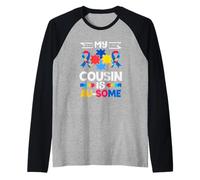 Mi Primo es la Conciencia del Autismo Au-Some Camiseta Manga Raglan