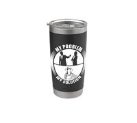 Mi problema Mi Pictograma Mamá Papá Veganismo Amante de la dieta vegana Vaso térmico de acero inoxidable de doble pared