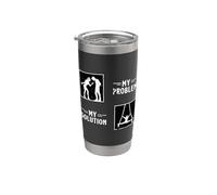 Mi Problema Mi Solución Pictograma Papá Mamá Acrobático Aerialist Vaso térmico de acero inoxidable de doble pared
