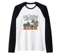 Mi red social es Green Plant Lover Plant Parent Fun Camiseta Manga Raglan