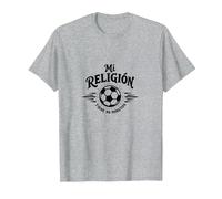 Mi ReligiÛn Tiene 90 Minutos - Frase F˙tbol Aficionado Camiseta, Hombre, Gris Jaspeado, XL