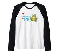 Mi Residencia es Puerto Rico Frog | Gráfico del Orgullo Boricua Camiseta Manga Raglan