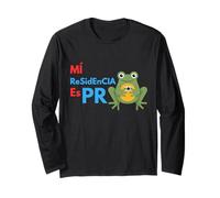 Mi Residencia es Puerto Rico Frog | Gráfico del Orgullo Boricua Manga Larga