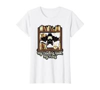 Mi rincón de Lectura, Reglas Coffee Lover Nook Bookworm Halloween Camiseta gráfica económica, Mujer, Blanco, XS