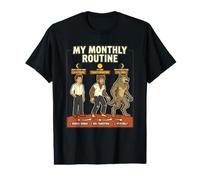 Mi Rutina mensual Transformación Hombre Lobo Divertido Retro Camiseta gráfica económica