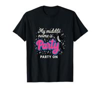 Mi Segundo Nombre es Fiesta en Confeti Rosa Azul Camiseta
