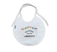 MI SORPRESA Babero algodón bebé frase : Felicidades, Vas a ser Abuela (MODELO ABUELA)