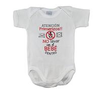 MI SORPRESA Body algodón para Bebe : Atención Primerizos, No lavar con el Bebé Dentro Regalo Recien Nacido Regalo Madres Padres (3 MESES, MANGA CORTA)