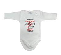 MI SORPRESA Body algodón para Bebe : Atención Primerizos, No lavar con el Bebé Dentro Regalo Recien Nacido Regalo Madres Padres (3 MESES, MANGA LARGA)