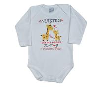 MI SORPRESA Body Bebé frase Nuestro Primer Día del Padre Juntos Te quiero Papi REGALO PAPÁ ABUELO (BODY MANGA LARGA, 12 MESES, JIRAFA)