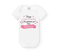 MI SORPRESA Body Bebé Frase Padrinos : Tengo una Pregunta Importante, ¿Os Gustaría ser mis Padrinos? Regalo Padrino Madrina COMPADRES (PADRINOS ROSA, 1 MES, MANGA CORTA)