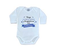 MI SORPRESA Body Bebé Frase Padrinos : Tengo una Pregunta Importante, ¿Os Gustaría ser mis Padrinos? Regalo Padrino Madrina COMPADRES (PADRINOS AZUL, 1 MES, MANGA LARGA)