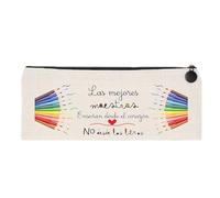MI SORPRESA Estuche 24x10 cm con Frase : Las Mejores Maestras enseñan Desde el Corazón, no Desde los Libros Regalo PROFE Maestra Fin DE Curso Profesora