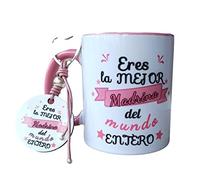 MI SORPRESA Taza + Llavero con frase Eres la mejor Madrina del Mundo Entero REGALO MADRINA REGALO PASCUA. TAZA ORIGINAL