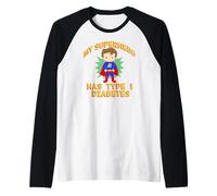 MI SUPERHÉROE Tiene Tipo 1 Diabetes T1D Moreno Chico Meme Camiseta Manga Raglan