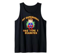 MI SUPERHÉROE Tiene Tipo 1 Diabetes T1D Moreno Chico Meme Camiseta sin Mangas