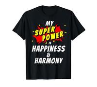 Mi Superpoder es la Felicidad y la armonía al Estilo cómico Camiseta gráfica económica, Hombre, Negro, XL