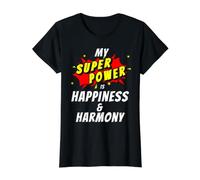 Mi Superpoder es la Felicidad y la armonía al Estilo cómico Camiseta gráfica económica, Mujer, Negro, S