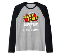Mi Superpower es la Risa y el liderazgo para un colega de Oficina Camiseta Manga Raglan