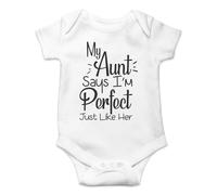 Mi t?a dice que soy perfecta igual que ella - Body de beb? de una pieza, divertido y adorable, color blanco, 6 meses