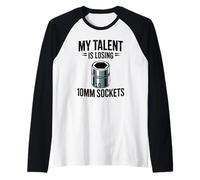 Mi Talento está perdiendo 10MM Sockets Mecánico Chico Coche Camiseta Manga Raglan