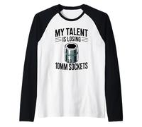 Mi Talento está perdiendo 10MM Sockets Mecánico Chico Coche Camiseta Manga Raglan