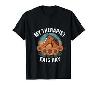 Mi terapeuta come heno amante del caballo girasol humor Camiseta