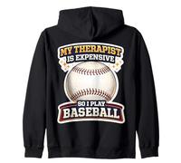 Mi Terapeuta es expansivo, así Que Juego Terapia de Jugador de béisbol Sudadera con Capucha