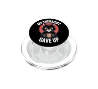 Mi Terapeuta renunció a la Oficina del Gato del café del Gatito gruñón Negro PopSockets PopGrip para MagSafe