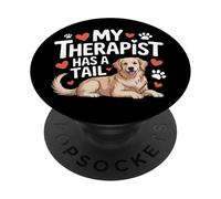 Mi terapeuta tiene una cola lindo perro de terapia Golden Retriever PopSockets PopGrip Adhesivo