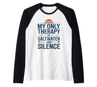 Mi Terapia es Agua Salada y Silencio Playa Ropa Casual de Verano Camiseta Manga Raglan