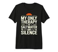 Mi Terapia es Agua Salada y Silencio Playa Ropa Casual de Verano Camiseta Premium