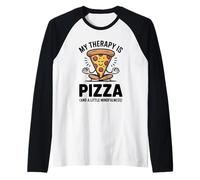 Mi Terapia es Pizza, Divertida, atención Plena, Gourmet, Yoga, Humor Camiseta Manga Raglan