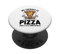 Mi Terapia es Pizza, Divertida, atención Plena, Gourmet, Yoga, Humor PopSockets PopGrip Adhesivo