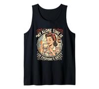 Mi Tiempo a Solas es para la Seguridad de Todos, Divertidas, Retro y Lindas Mujeres Camiseta sin Mangas