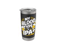 Mi tipo de sangre es IPA Craft Beer Humor Vaso térmico de acero inoxidable de doble pared