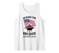 Mi tipo de sangre es salsa BBQ y sangrado rojo, blanco y azul Camiseta sin Mangas