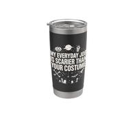 Mi trabajo diario da más miedo que tu divertido disfraz de Halloween Vaso térmico de acero inoxidable de doble pared