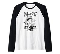 Mi último Primer día de último año de último año 2026, Divertido Mapache de Regreso a Clases Camiseta Manga Raglan