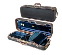MI&VI AW-9001 - Estuche profesional de madera dura para viola (tamaño completo), interior de seda de lujo, alta densidad, higrómetro, termómetro, violas ajustables de 15 a 16.5 pulgadas (azul)