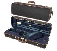 MI&VI NF-9001 - Estuche profesional para violín 4/4 (tamaño completo), interior de seda de lujo, espuma de alta densidad, bolsillo para sábanas, forma oblonga, correas ajustables, higrómetro