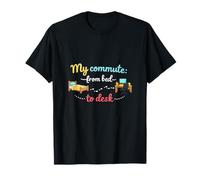 Mi Viaje de la Cama al Escritorio Oficina reunión Humor Camiseta