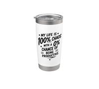 Mi vida es 100% caos con 0% de probabilidad de ser productivo Vaso térmico de acero inoxidable de doble pared