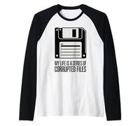 Mi Vida Es Una Serie De Archivos Corruptos Divertido Disquete Camiseta Manga Raglan