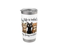 Mi vida gobernada por Tiny Overlords Cat Owner Vaso térmico de acero inoxidable de doble pared