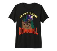 Mi Vida va Cuesta Abajo Divertido Ciclismo de montaña Camiseta Premium