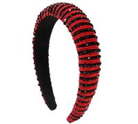 Mi Zhu - Diadema de esponja hecha a mano, accesorios para el cabello con cuentas que bloquean el color, accesorios personalizados para el cabello para mujer, negro y rojo