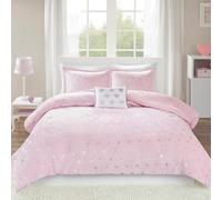 MI ZONE Intelligent Design Rosalie - Juego de edredón de Felpa con Estampado metálico, tamaño Individual, tamaño XL, Color Rosa y Plateado