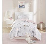 MI ZONE KIDS Juego de edredón tamaño matrimonial, Juego de edredón metálico Celestial, Cielo Estrellado, Luna y Sol, Juego de Cama Ligero y Esponjoso para Todas Las Estaciones, 2 Fundas, Celia,